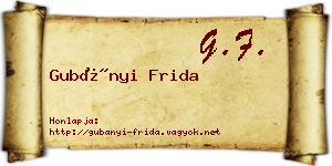 Gubányi Frida névjegykártya